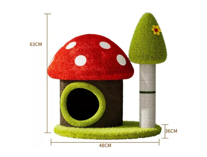 Casa Rascador Para Gato Diseño Hongo Con Poste Árbol