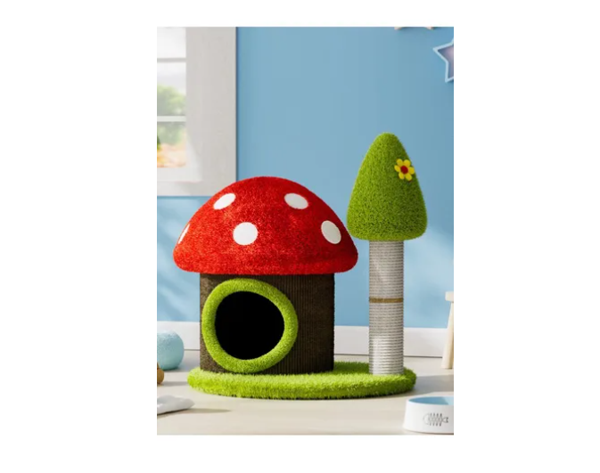 Casa Rascador Para Gato Diseño Hongo Con Poste Árbol