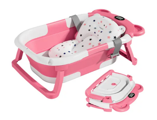 Bañera Tina Baño Bebe Plegable Portátil Con Cojín Termometro