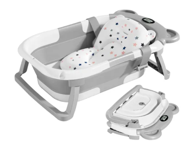 Bañera Tina Baño Bebe Plegable Portátil Con Cojín Termometro