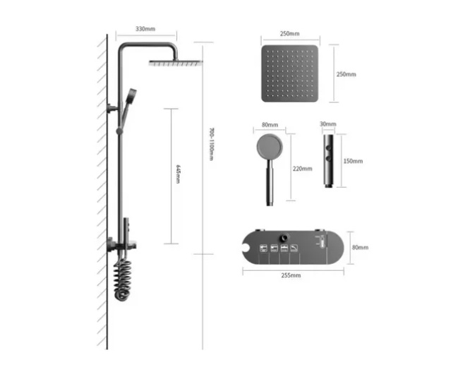 Ducha Columna Visor Digital 4 Funciones Inox Y Bidet