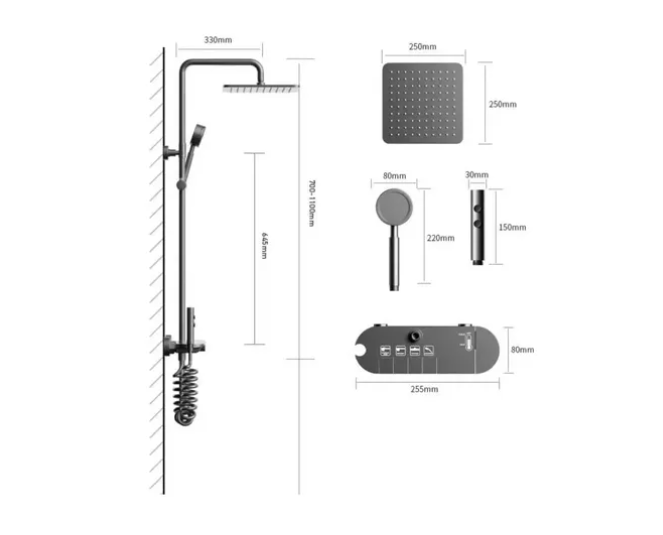 Ducha Columna Visor Digital 4 Funciones Inox Y Bidet