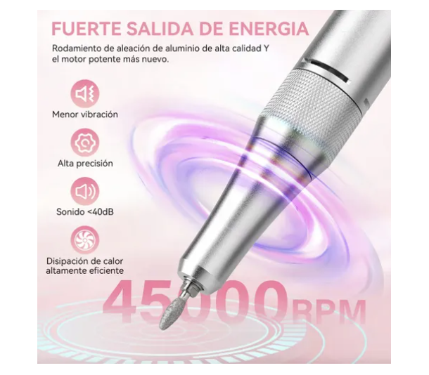Pulidor De Uñas Esmeril Profesional Drill Portátil 45000 Rpm