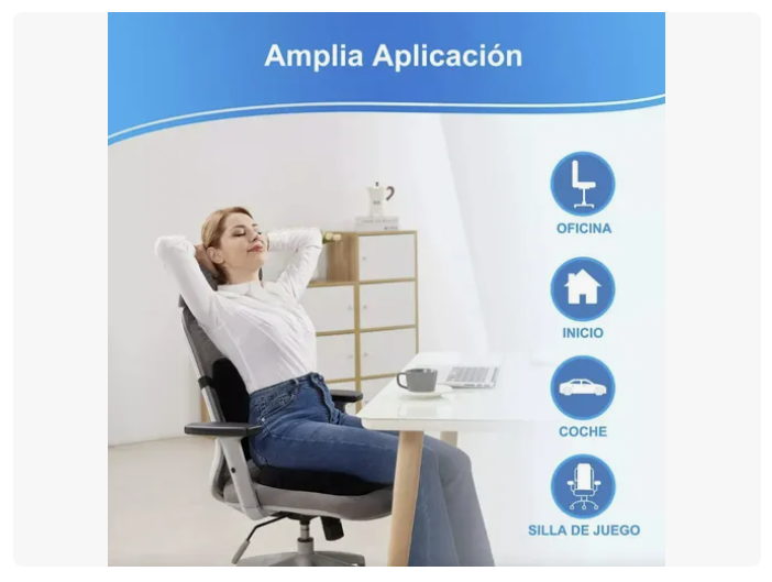 Kit Cojin Asiento Con Soporte Respaldo Lumbar Para Sillas