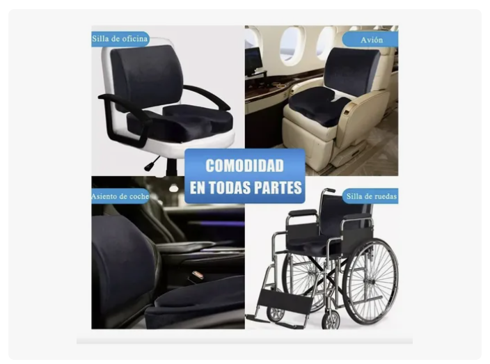 Kit Cojin Asiento Con Soporte Respaldo Lumbar Para Sillas