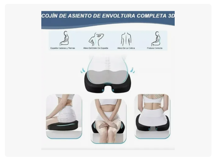 Kit Cojin Asiento Con Soporte Respaldo Lumbar Para Sillas