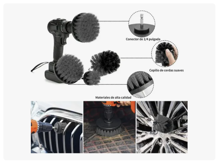 Limpieza De Auto Hogar Set Cepillos Para Taladro 23 Piezas