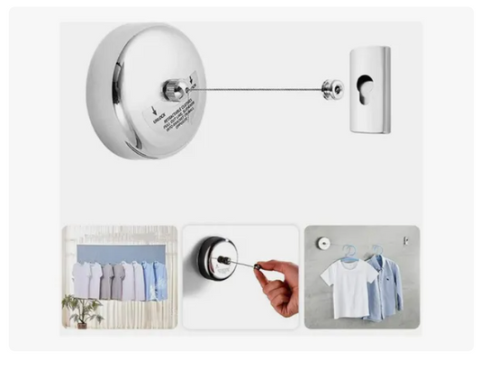 Tendedero Retráctil Ropa Colgador Logia Acero Inoxidable