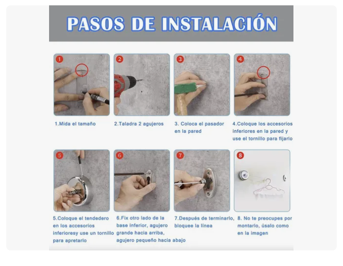 Tendedero Retráctil Ropa Colgador Logia Acero Inoxidable