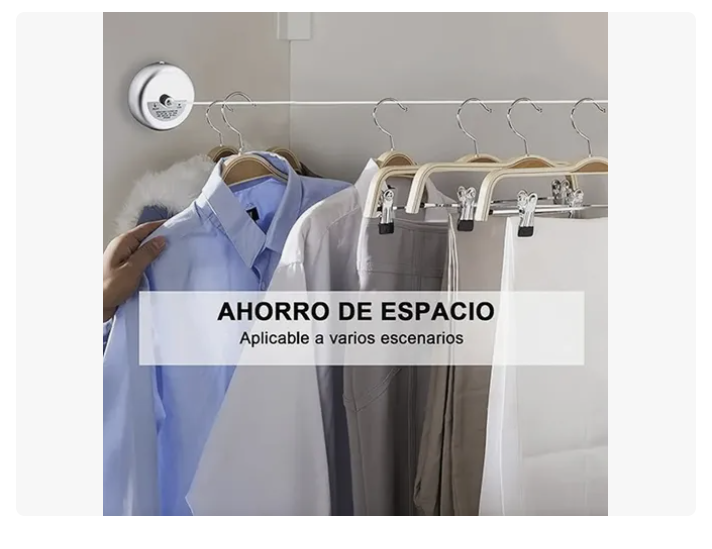 Tendedero Retráctil Ropa Colgador Logia Acero Inoxidable