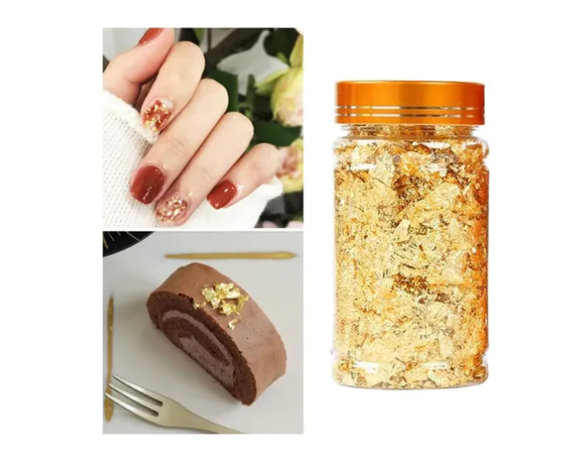 Escamas En Hoja Oro Papel Resina Epóxica Flake Uñas Foil