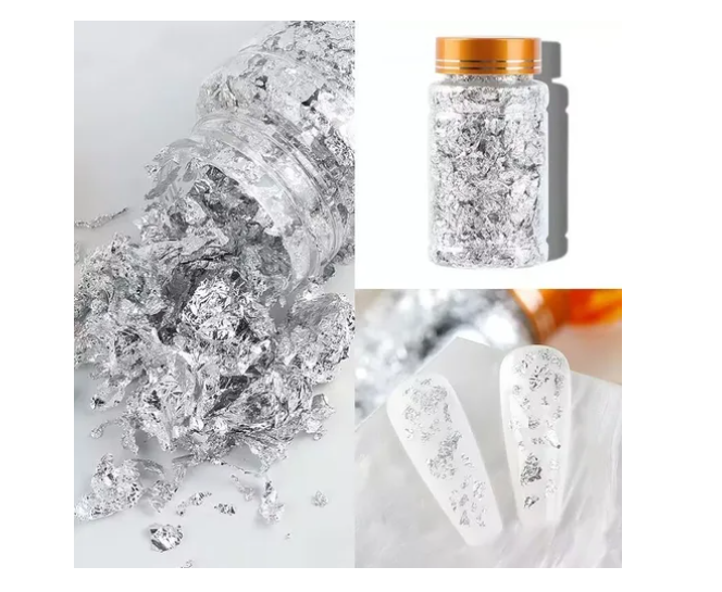 Escamas En Hoja Oro Papel Resina Epóxica Flake Uñas Foil