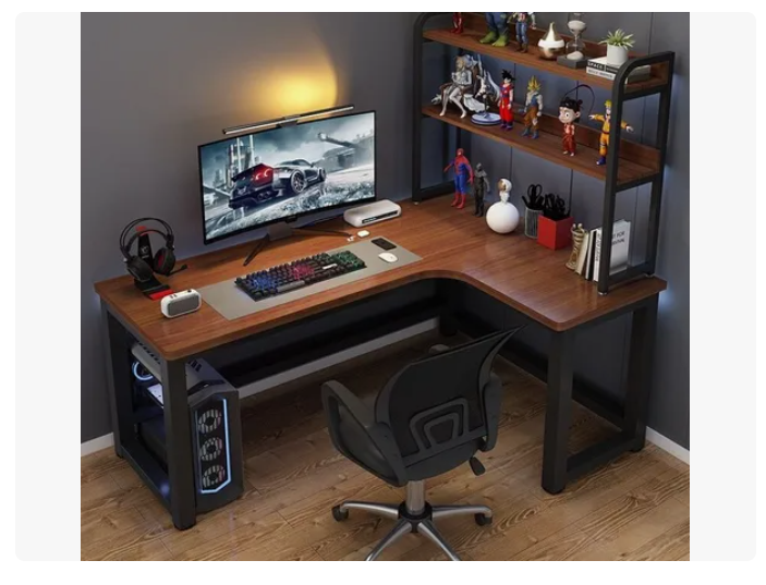 Escritorio Esquinero En Forma L Con Estantes 120cm