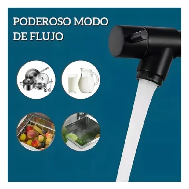 Llave Cocina Monomando Triple Lavaplatos Flexible Acabado Mate Color Plateado