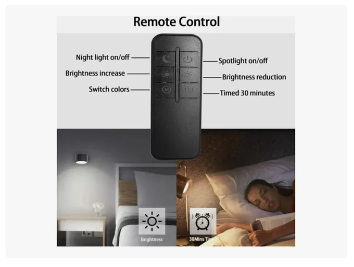 Aplique De Pared Recargable Con Doble Foco Y Control