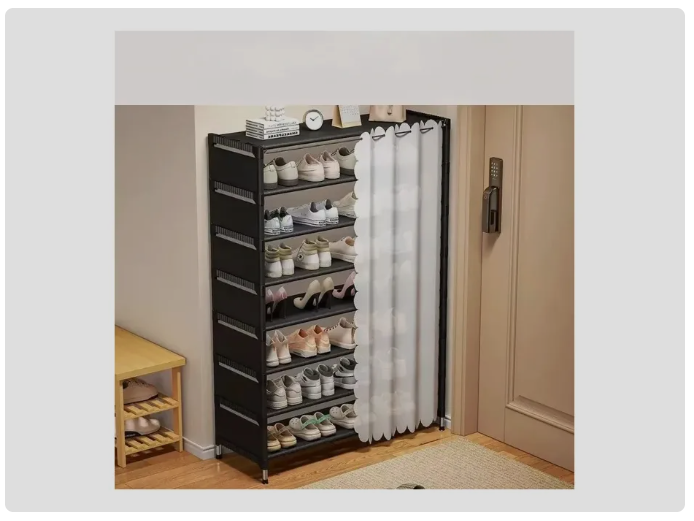 Zapatera Organizador De Zapatos 8 Niveles - Con Cortina