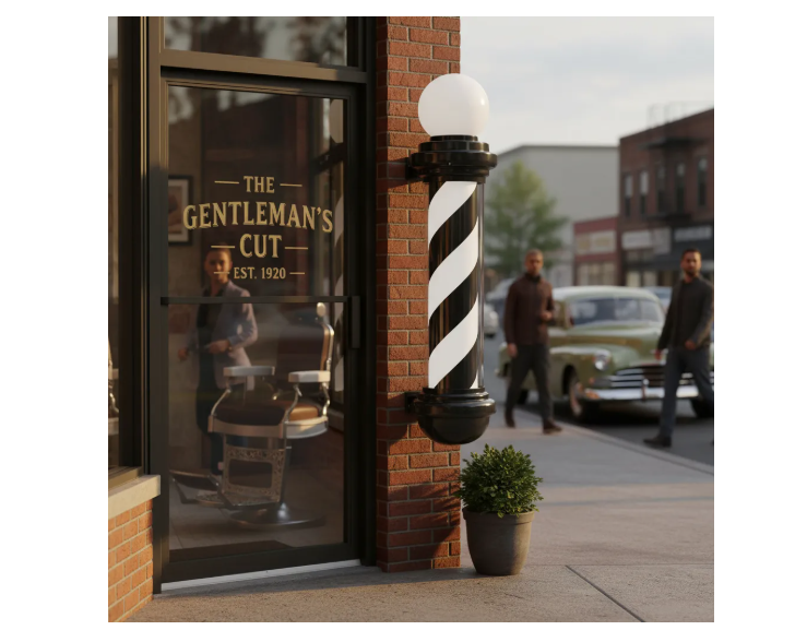 Poste De Barbería Grande Barber Pole Con Esfera De Luz 88cm