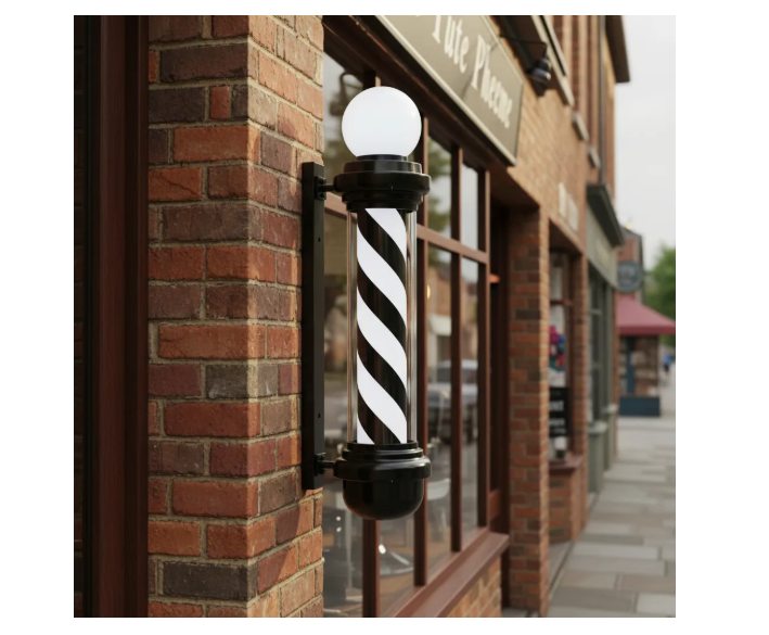 Poste De Peluquería Y Barbería Con Luz Giratoria 100cm