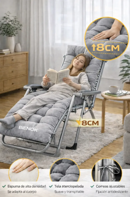 Cojín Acolchado Para Silla Reposera Terraza Ajustable