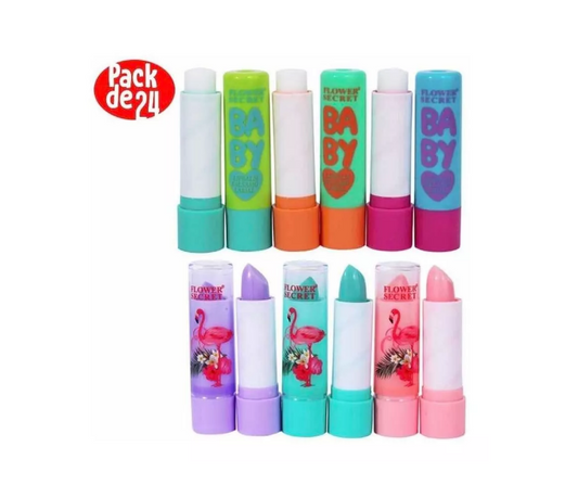Caja De 24 Bálsamos Labiales Hidratantes Flower Secret