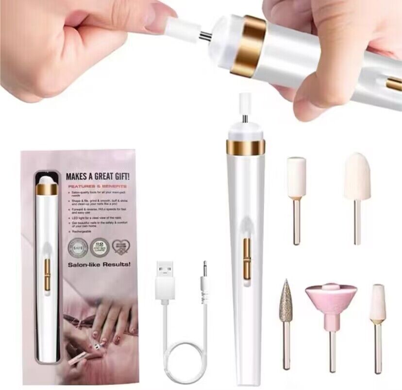 Pulidor Torno Esmeril De Uñas Recargable Usb Portatil Fresas