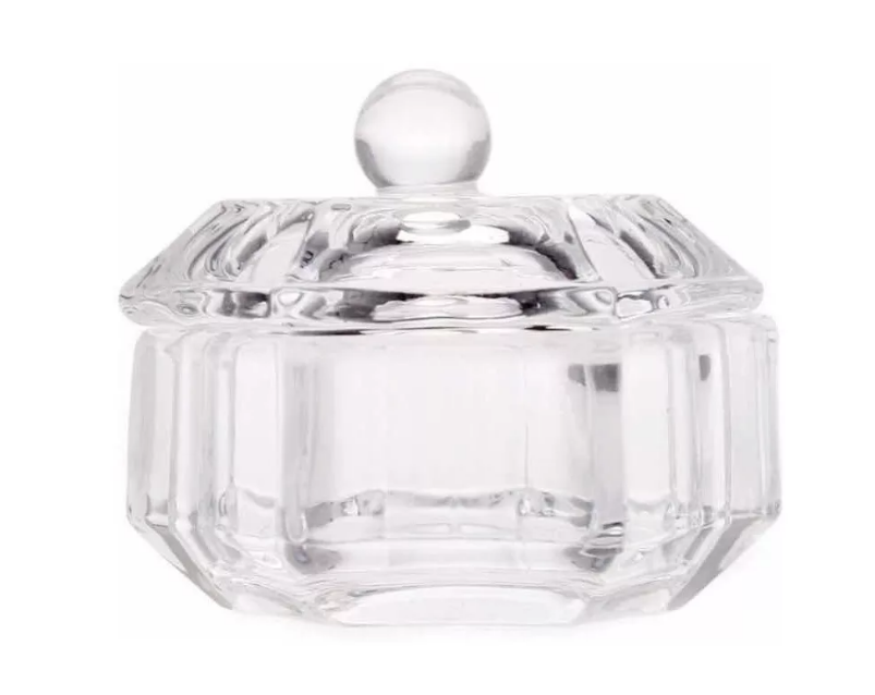 Vaso Dappen Vidrio Uñas Acrílicas / Gel Con Tapa