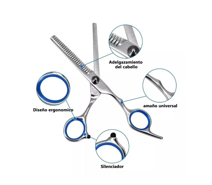 Tijera De Corte Pelo Profesional Entresacadora Azul