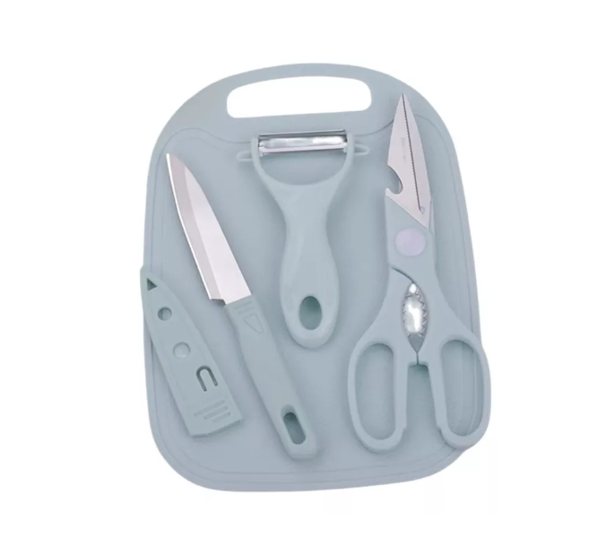 Set De 4 Piezas Tabla,tijera, Pelapapas Y Cuchillo Cerámico