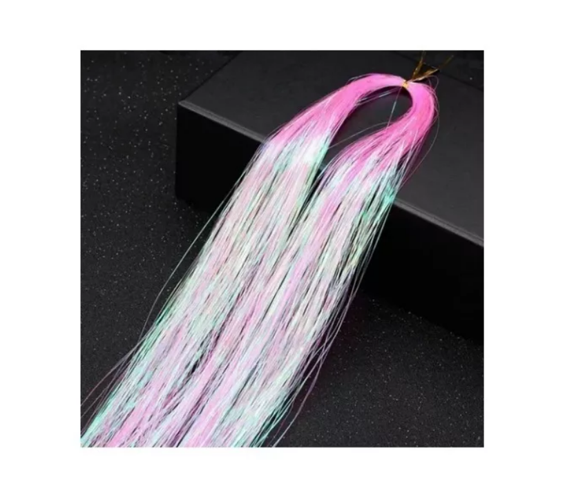 Tinsel Hair Extensiones Oropel Holográfico Cabello Brillante
