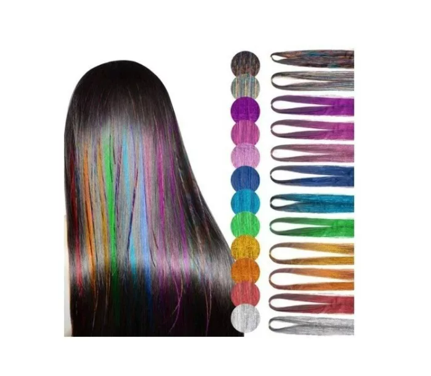 Tinsel Hair Extensiones Oropel Holográfico Cabello Brillante