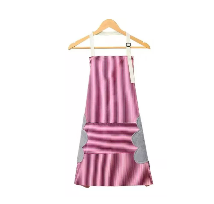 Delantal Pechera De Impermeable Rayas Ajustable Con Bolsillo
