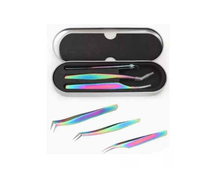 Kit De Pinza Para Extensión De Pestaña 3 Pinzas Tornasol
