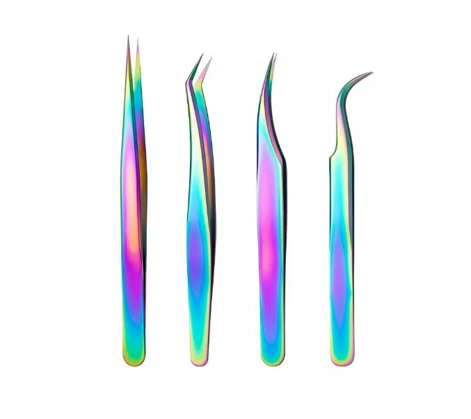 Set De 4 Pinzas Para Extensión De Pestaña Tornasol