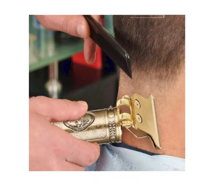 Cortadora De Pelo Profesional Recargable Barbería Cabello Dorado