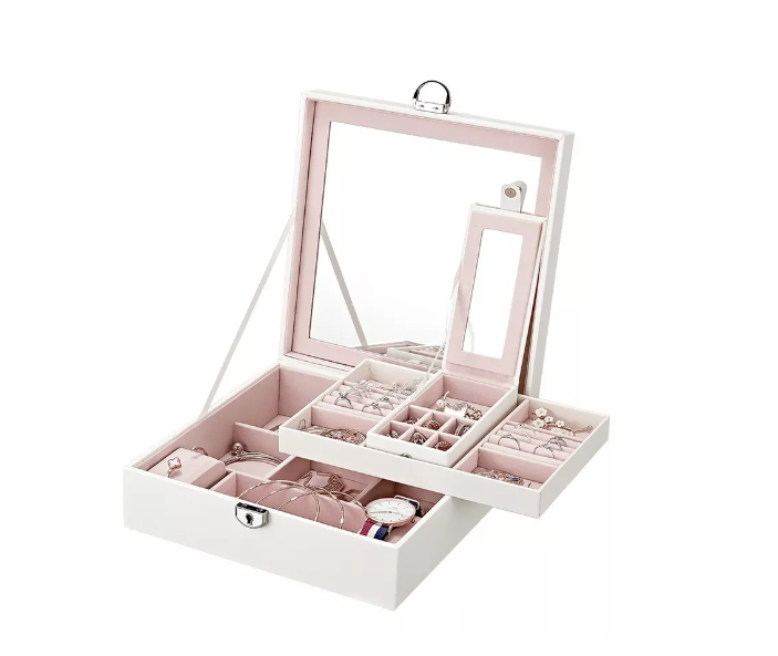 Joyero Caja Para Joyas Con Espejo Tipo Maleta Organizador