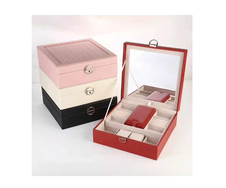 Joyero Caja Para Joyas Con Espejo Tipo Maleta Organizador
