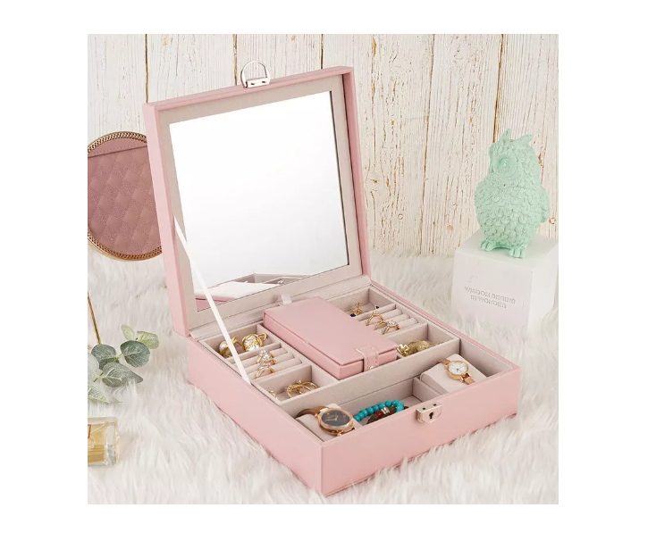 Joyero Caja Para Joyas Con Espejo Tipo Maleta Organizador