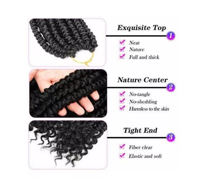 Twist Trenzado Extensiones De Cabello Sintético