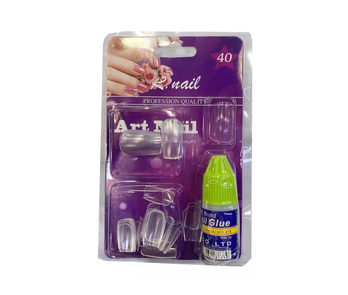 Set 30 Uñas Postizas Para Manicuere + Pegamento 3g