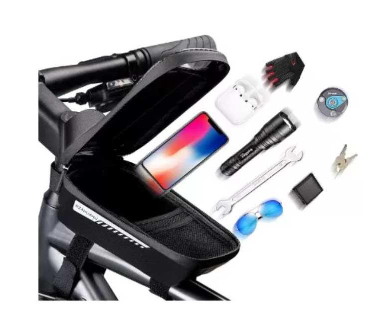 Bolso Porta Celular Para Bicicleta Impermeable Color Negro