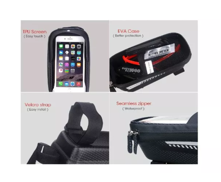Bolso Porta Celular Para Bicicleta Impermeable Color Negro