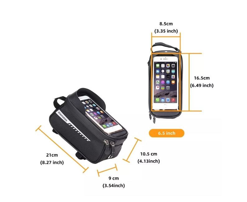 Bolso Porta Celular Para Bicicleta Impermeable Color Negro