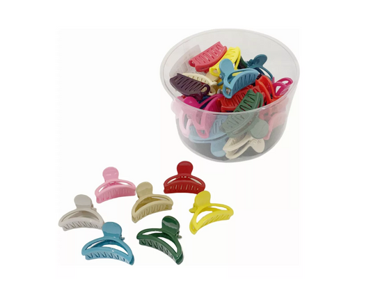 Caja X 24 Pinches Tiburon Pequeños Para Cabello Colores