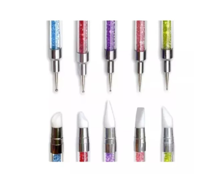 Set 5 Puntero Dobles - Cristales - Flores - Manicure Uñas