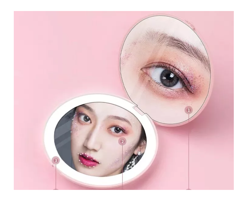 Espejo De Maquillaje Portátil Con Luz Led Recargable