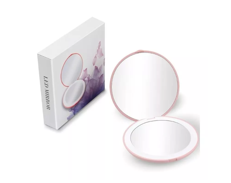 Espejo De Maquillaje Portátil Con Luz Led Recargable