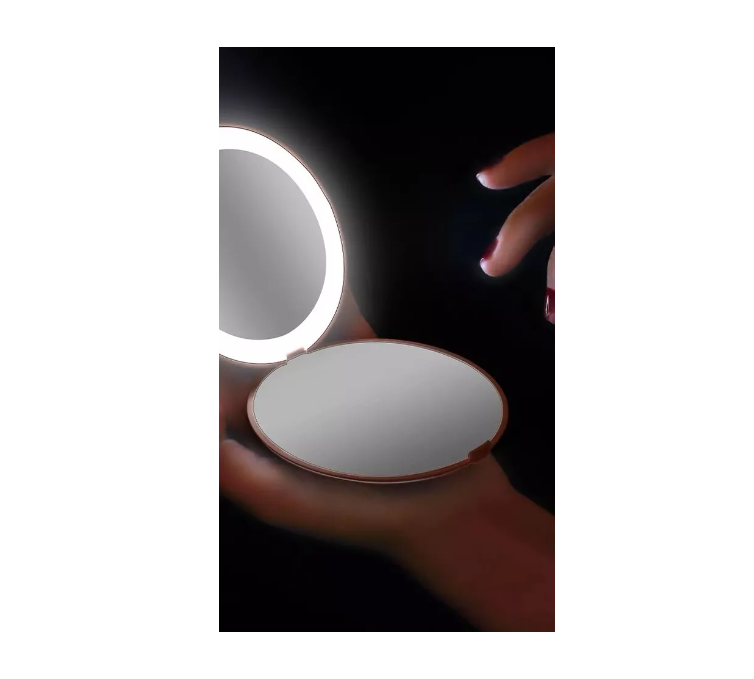 Espejo De Maquillaje Portátil Con Luz Led Recargable
