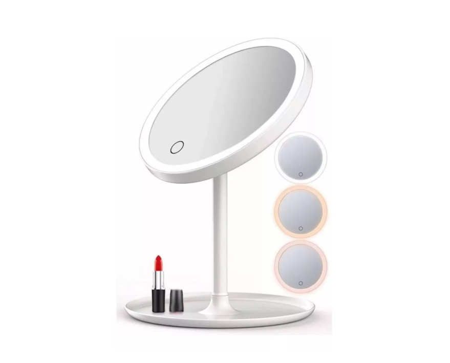 Espejo Maquillaje Plegable Con Luz Led