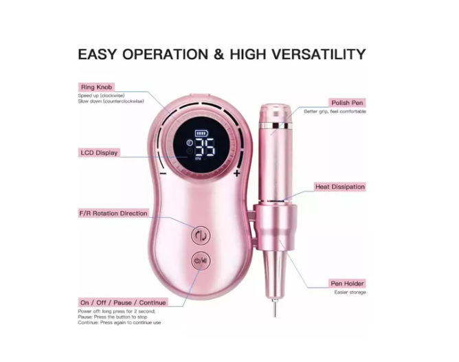 Maquina Torno Inalambrico Uñas 35000rpm Manicure Pedicure