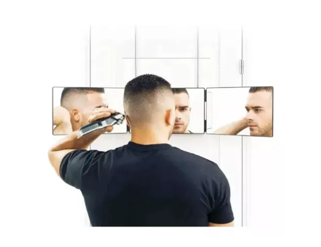Espejo De 3 Vías De Corte De Pelo Triple De 360° Con Ganchos